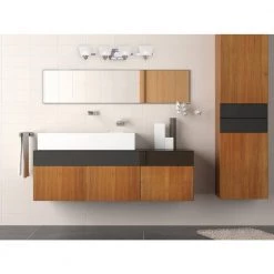 32.75 in. Metropolis 4-Light Chrome Art Deco Bathroom Vanity Light with Frosted Glass Shades by Designers Fountain -Designers Fountain Shop chrome designers fountain vanity lighting 6674 ch 66 1000