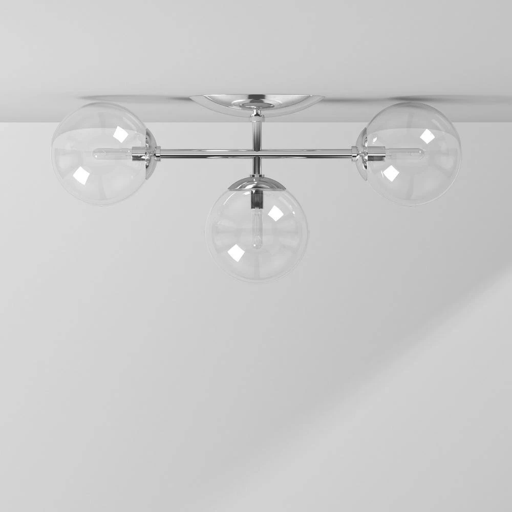 24 in. Welton 3-Light Chrome Retro Modern Bathroom Vanity Light with Clear Glass Shades by Designers Fountain 11 24 in. Welton 3-Light Chrome Retro Modern Bathroom Vanity Light with Clear Glass Shades by Designers Fountain - Image 9