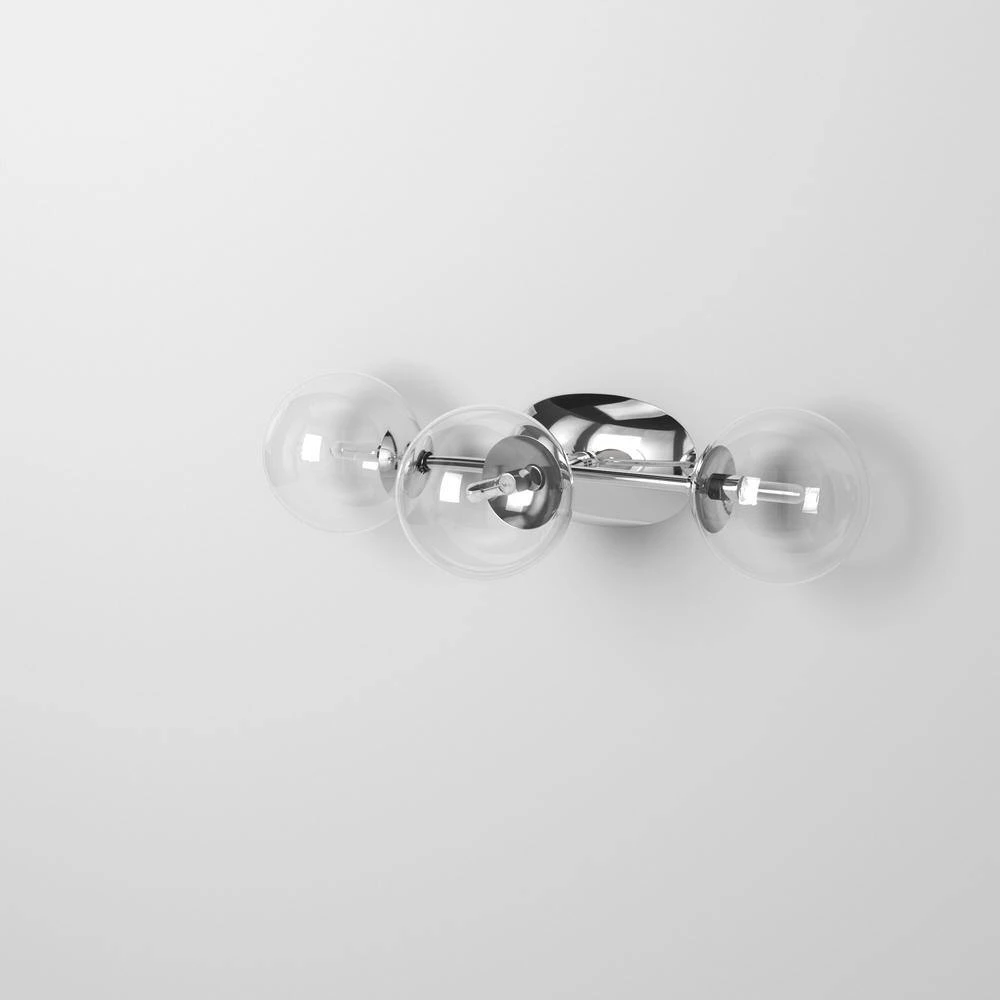 24 in. Welton 3-Light Chrome Retro Modern Bathroom Vanity Light with Clear Glass Shades by Designers Fountain 10 24 in. Welton 3-Light Chrome Retro Modern Bathroom Vanity Light with Clear Glass Shades by Designers Fountain - Image 8