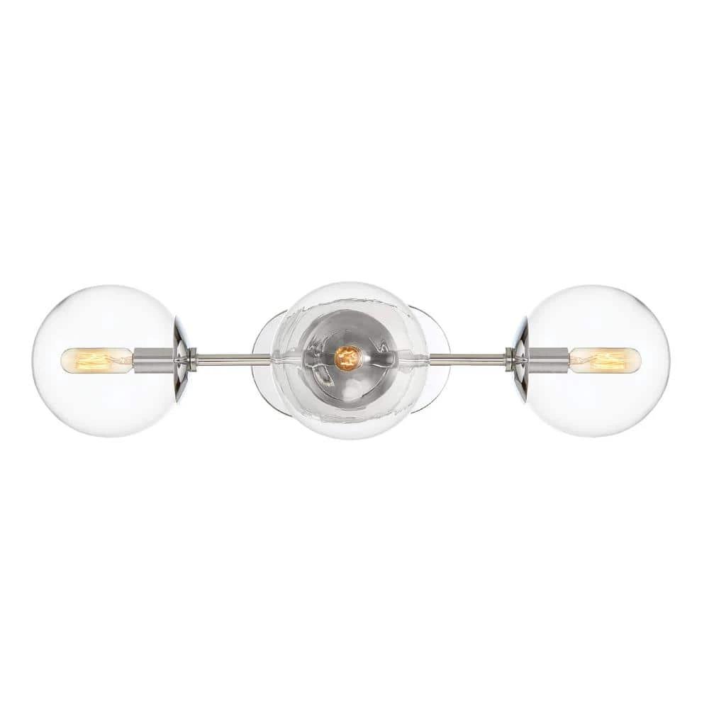 24 in. Welton 3-Light Chrome Retro Modern Bathroom Vanity Light with Clear Glass Shades by Designers Fountain 3 24 in. Welton 3-Light Chrome Retro Modern Bathroom Vanity Light with Clear Glass Shades by Designers Fountain