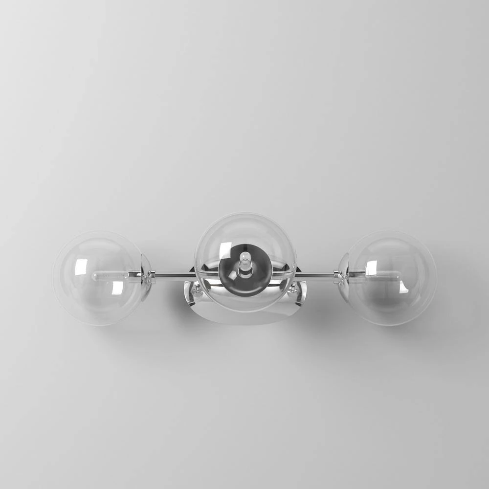 24 in. Welton 3-Light Chrome Retro Modern Bathroom Vanity Light with Clear Glass Shades by Designers Fountain 9 24 in. Welton 3-Light Chrome Retro Modern Bathroom Vanity Light with Clear Glass Shades by Designers Fountain - Image 7