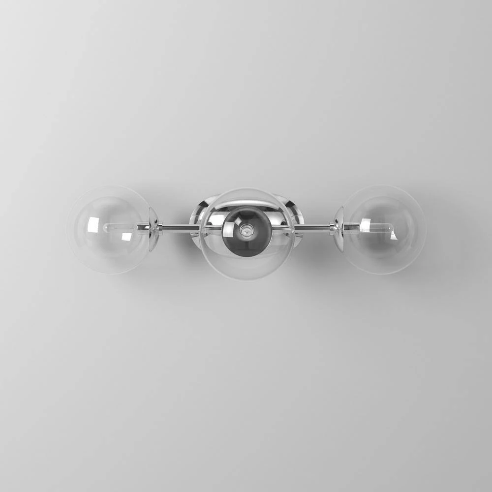 24 in. Welton 3-Light Chrome Retro Modern Bathroom Vanity Light with Clear Glass Shades by Designers Fountain 13 24 in. Welton 3-Light Chrome Retro Modern Bathroom Vanity Light with Clear Glass Shades by Designers Fountain - Image 11