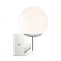 6.5 in. Kelvin 1-Light Chrome Contemporary Wall Mount Sconce Light with Etched Glass Shade by Designers Fountain -Designers Fountain Shop chrome designers fountain vanity lighting 95101 ch 4f 1000