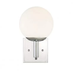 6.5 in. Kelvin 1-Light Chrome Contemporary Wall Mount Sconce Light with Etched Glass Shade by Designers Fountain -Designers Fountain Shop chrome designers fountain vanity lighting 95101 ch a0 1000