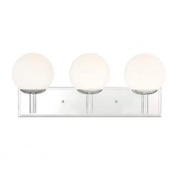 24.5 in. Kelvin 3-Light Chrome Contemporary Bathroom Vanity Light with Etched Glass Shades by Designers Fountain