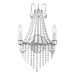 11 in. Maisie 2 Light Chrome Glam Wall Mount Sconce Light with Faceted Crystal Accents by Designers Fountain