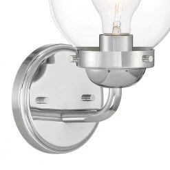 5.75 in. Knoll 1-Light Chrome Retro Modern Wall Mount Sconce Light with Clear Glass Shade by Designers Fountain -Designers Fountain Shop chrome designers fountain vanity lighting 95901 ch 44 1000