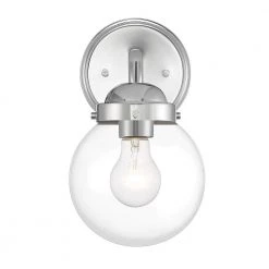 5.75 in. Knoll 1-Light Chrome Retro Modern Wall Mount Sconce Light with Clear Glass Shade by Designers Fountain -Designers Fountain Shop chrome designers fountain vanity lighting 95901 ch c3 1000