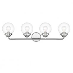 33 in. Knoll 4-Light Chrome Retro Modern Bathroom Vanity Light with Clear Glass Shades by Designers Fountain -Designers Fountain Shop chrome designers fountain vanity lighting 95904 ch c3 1000