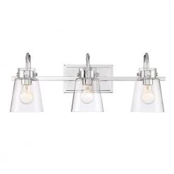 24 in. Inwood 3-Light Chrome Modern Bathroom Vanity Light with Clear Glass Shades by Designers Fountain