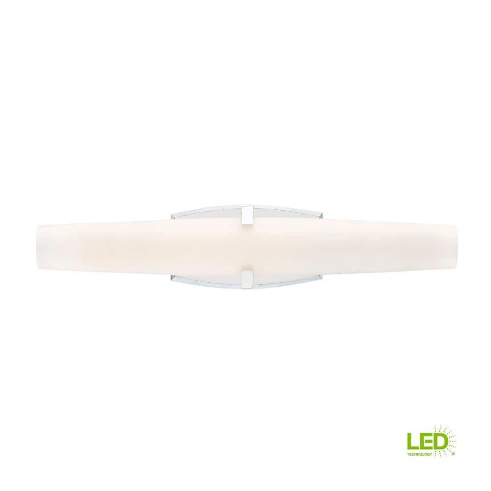 24 in. Aiden 2-Light LED Chrome Modern Bathroom Vanity Light with Etched Opal Glass Shade by Designers Fountain 3 24 in. Aiden 2-Light LED Chrome Modern Bathroom Vanity Light with Etched Opal Glass Shade by Designers Fountain