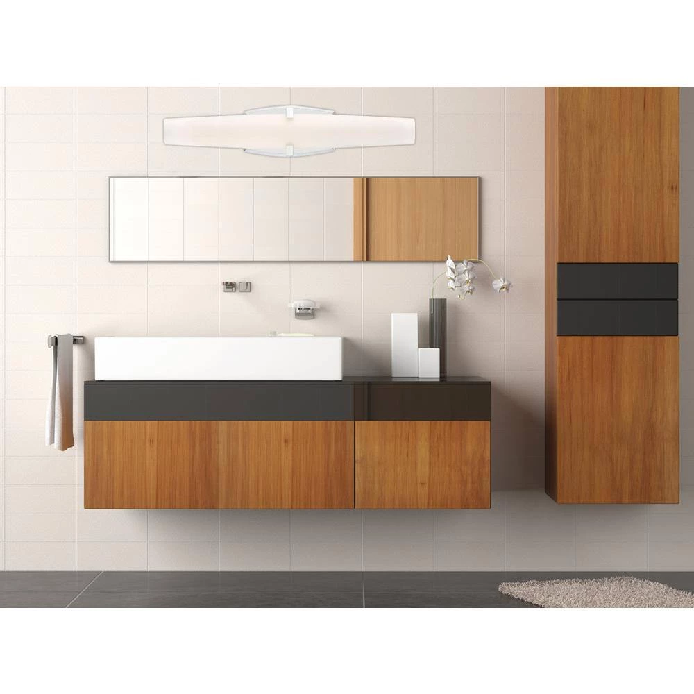 24 in. Aiden 2-Light LED Chrome Modern Bathroom Vanity Light with Etched Opal Glass Shade by Designers Fountain 4 24 in. Aiden 2-Light LED Chrome Modern Bathroom Vanity Light with Etched Opal Glass Shade by Designers Fountain - Image 2