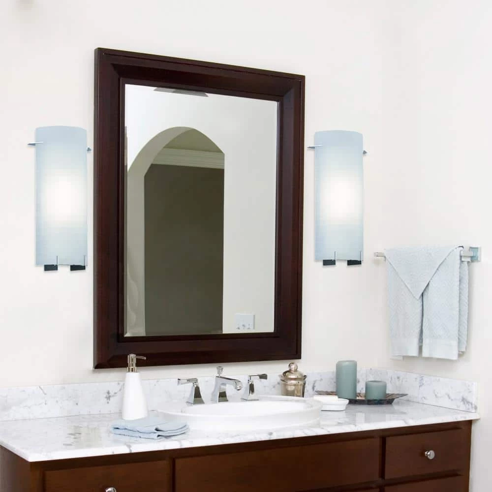 7.75 in. Moderne 1-Light Chrome Contemporary Wall Mount Sconce Light with Frosted Glass Shade by Designers Fountain 4 7.75 in. Moderne 1-Light Chrome Contemporary Wall Mount Sconce Light with Frosted Glass Shade by Designers Fountain - Image 2