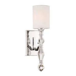 4.5 in. Evi 1-Light Chrome Glam Wall Mount Sconce Light with Frosted White Shade by Designers Fountain