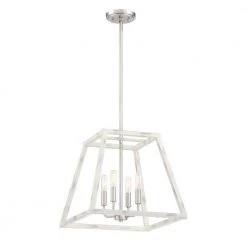 Rhode 4-Light Coastal Weathered White Interior Pendant by Designers Fountain