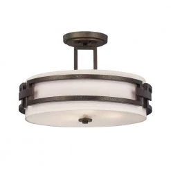 17.5 in. Del Ray 3-Light Flemish Bronze Interior Incandescent Ceiling Light Semi Flush Mount by Designers Fountain