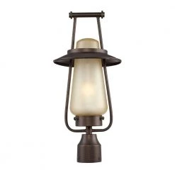 Stonyridge 20 in. Flemish Bronze 1-Light Fluorescent Outdoor Wall Lamp with Tea Stained Shade by Designers Fountain