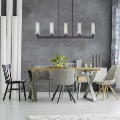 Braden 42.5 in. 5-Light Iron Graphite Island Pendant Light by Designers Fountain -Designers Fountain Shop iron graphite designers fountain chandeliers 95038 ig 4f 1000