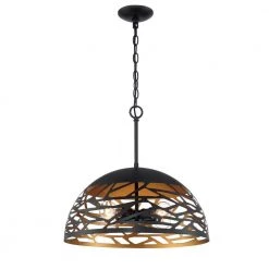 Nalu 4-Light Kukui Bronze Hanging Pendant by Designers Fountain