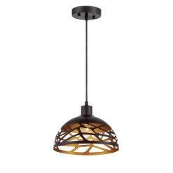 Nalu 1-Light Kukui Bronze Hanging Pendant by Designers Fountain