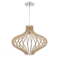 Sanaa 1-Light Kula Wood Hanging Pendant by Designers Fountain