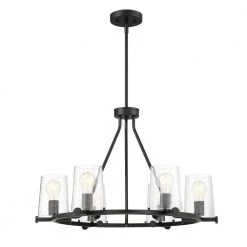 Matteson 6-Light Matte Black Chandelier with Clear Seedy Glass Shades by Designers Fountain