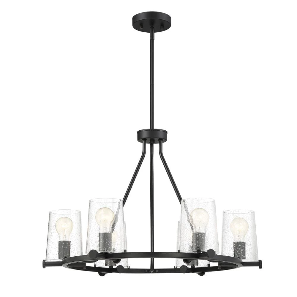 Matteson 6-Light Matte Black Chandelier with Clear Seedy Glass Shades by Designers Fountain 3 Matteson 6-Light Matte Black Chandelier with Clear Seedy Glass Shades by Designers Fountain