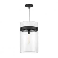 Midnight LA 1-Light Matte Black Shaded Pendant by Designers Fountain