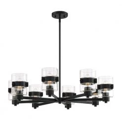 Midnight LA 8-Light Matte Black Chandelier with Clear Glass Shades by Designers Fountain