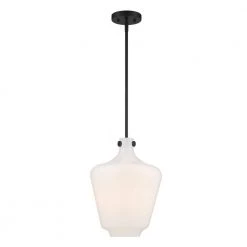 Day Dream 1-Light Matte Black Shaded Pendant Light by Designers Fountain
