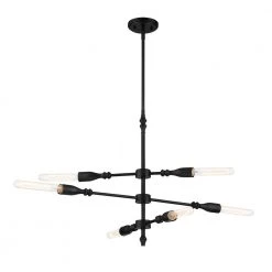 Louise 6-Lights Matte Black Island Pendant by Designers Fountain