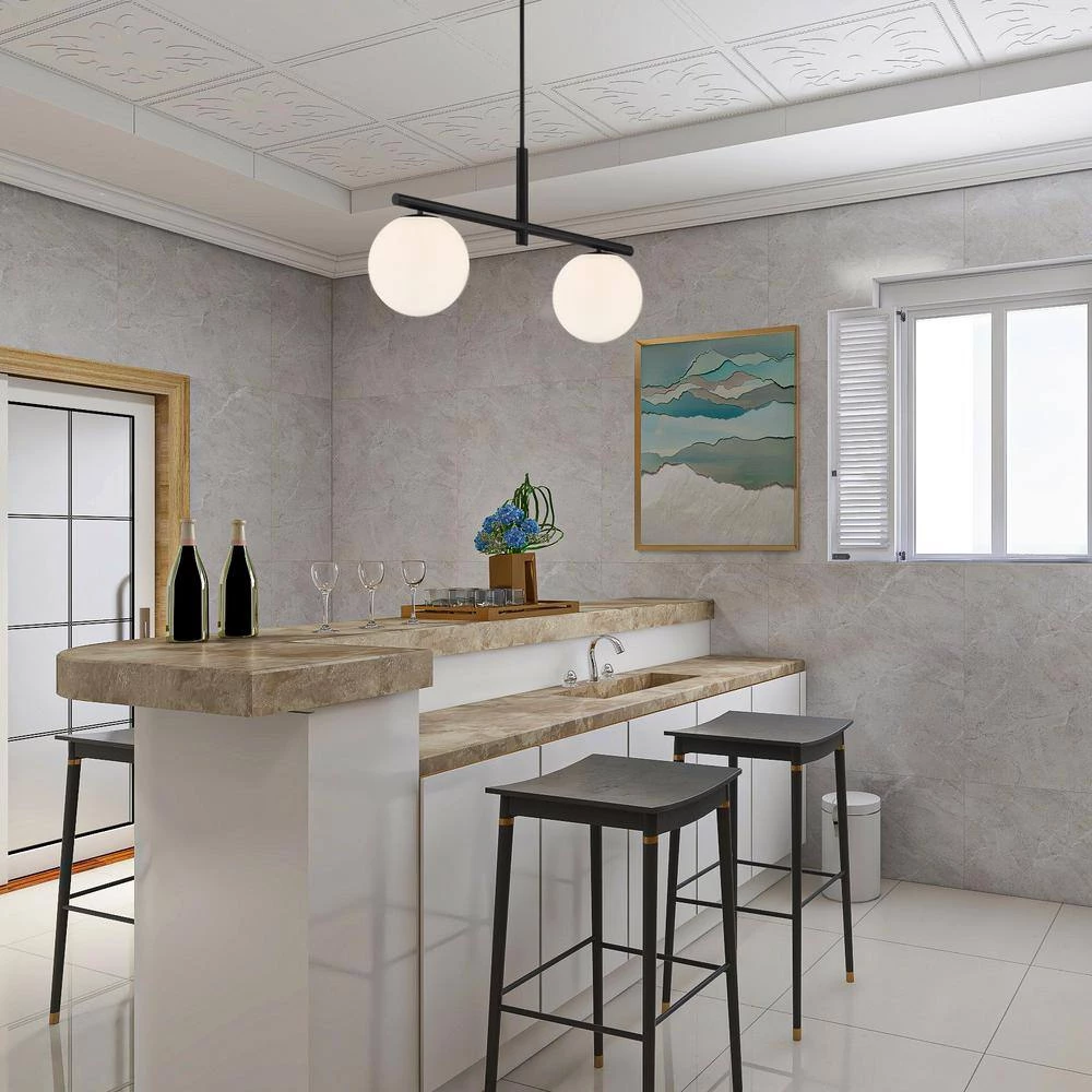 Crown Heights 2-Lights Matte Black Island Pendant by Designers Fountain 5 Crown Heights 2-Lights Matte Black Island Pendant by Designers Fountain - Image 3