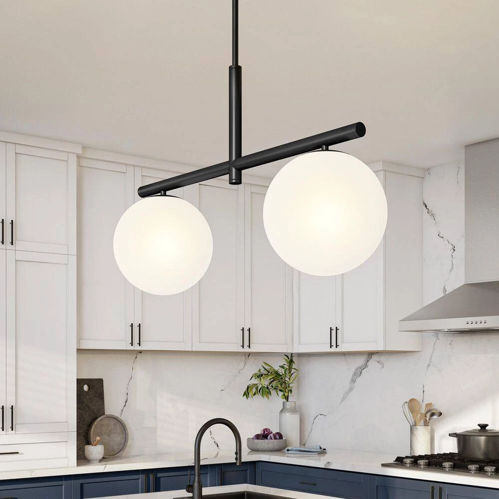 Crown Heights 2-Lights Matte Black Island Pendant by Designers Fountain 4 Crown Heights 2-Lights Matte Black Island Pendant by Designers Fountain - Image 2
