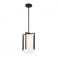 Cambria 1-Light Matte Black Shaded Pendant by Designers Fountain