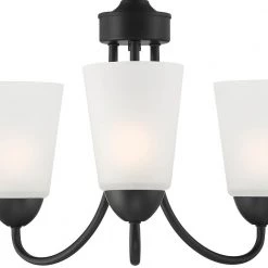 Malone 3-Light Matte Black Chandelier with Frosted Glass Shade by Designers Fountain -Designers Fountain Shop matte black designers fountain chandeliers d267m 3ch mb 4f 1000
