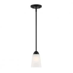 Malone 1-Light Matte Black Shaded Mini Pendant Light by Designers Fountain