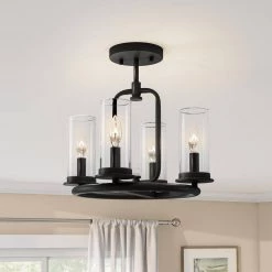 Hudson Heights 4-Light Matte Black Shaded Convertible Pendant by Designers Fountain 10 Hudson Heights 4-Light Matte Black Shaded Convertible Pendant by Designers Fountain -Designers Fountain Shop matte black designers fountain chandeliers d268c 14p mb 40 1000