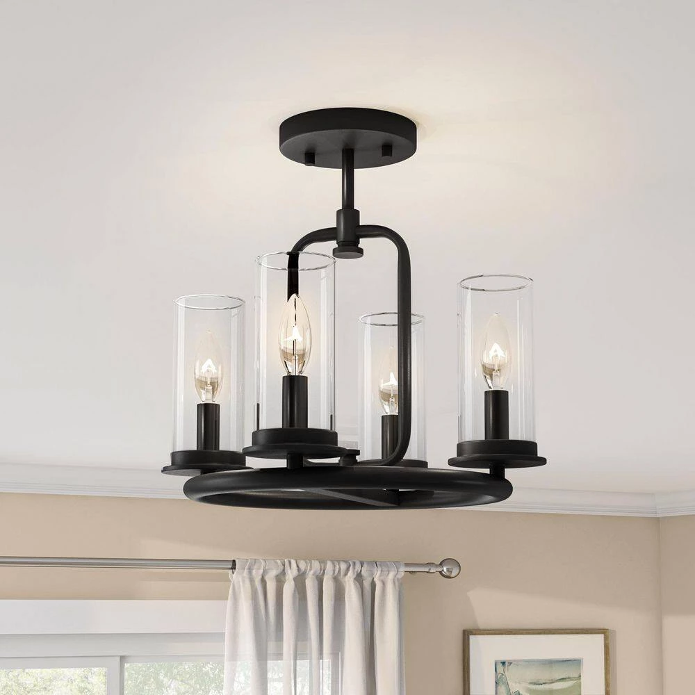 Hudson Heights 4-Light Matte Black Shaded Convertible Pendant by Designers Fountain 5 Hudson Heights 4-Light Matte Black Shaded Convertible Pendant by Designers Fountain - Image 3