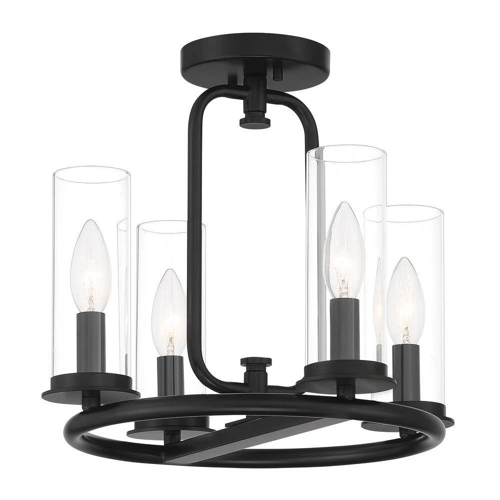 Hudson Heights 4-Light Matte Black Shaded Convertible Pendant by Designers Fountain 6 Hudson Heights 4-Light Matte Black Shaded Convertible Pendant by Designers Fountain - Image 4