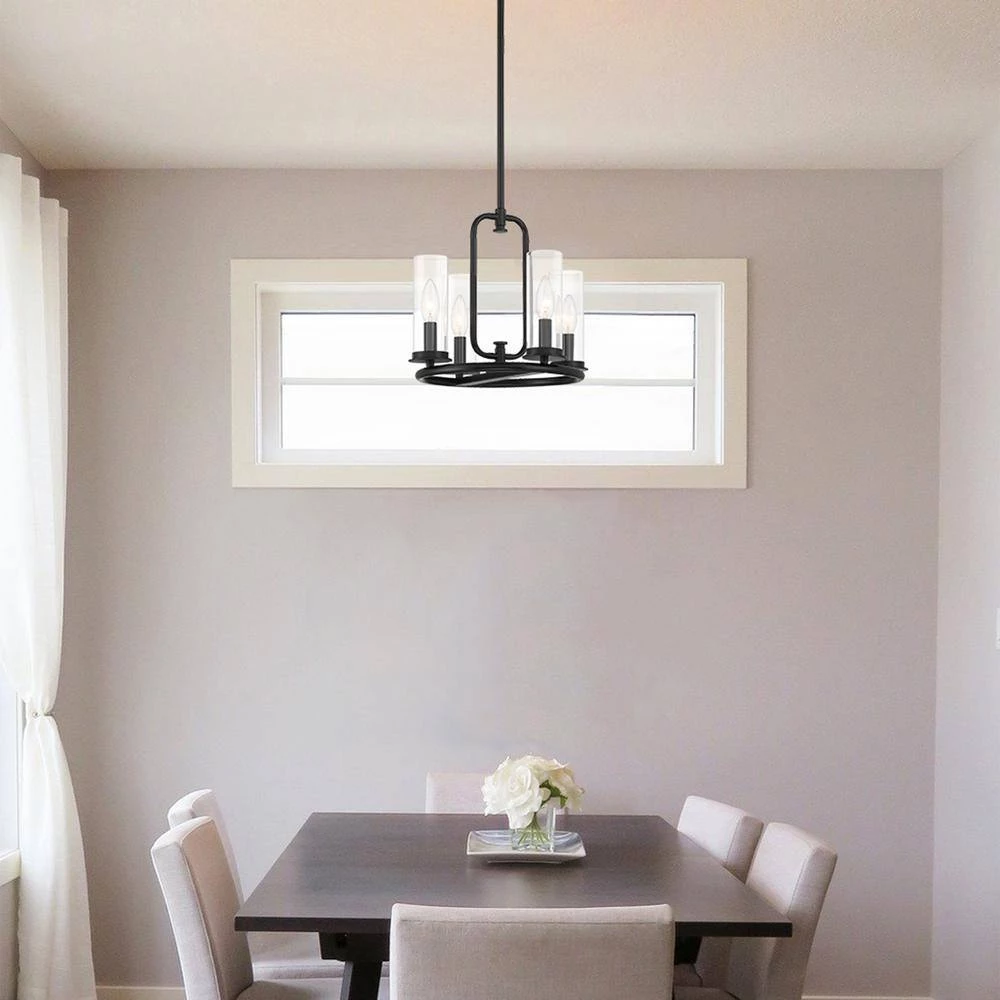 Hudson Heights 4-Light Matte Black Shaded Convertible Pendant by Designers Fountain 4 Hudson Heights 4-Light Matte Black Shaded Convertible Pendant by Designers Fountain - Image 2