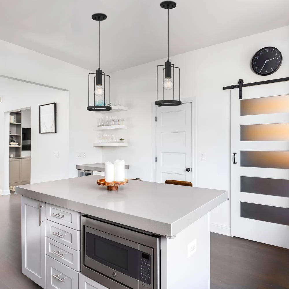 Tafo 1-Light Matte Black Cage Pendant by Designers Fountain 4 Tafo 1-Light Matte Black Cage Pendant by Designers Fountain - Image 2