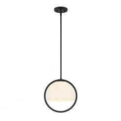 Eterna 1-Light Matte Black Shaded Pendant by Designers Fountain