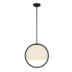 Eterna 1-Light Matte Black Shaded Pendant by Designers Fountain