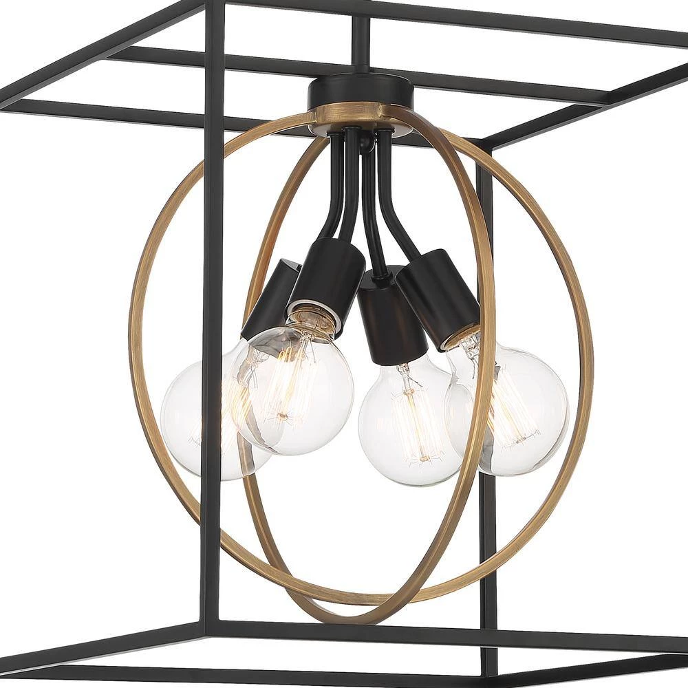 Kew Gardens 4-Lights Matte Black Cage Pendant by Designers Fountain 6 Kew Gardens 4-Lights Matte Black Cage Pendant by Designers Fountain - Image 4