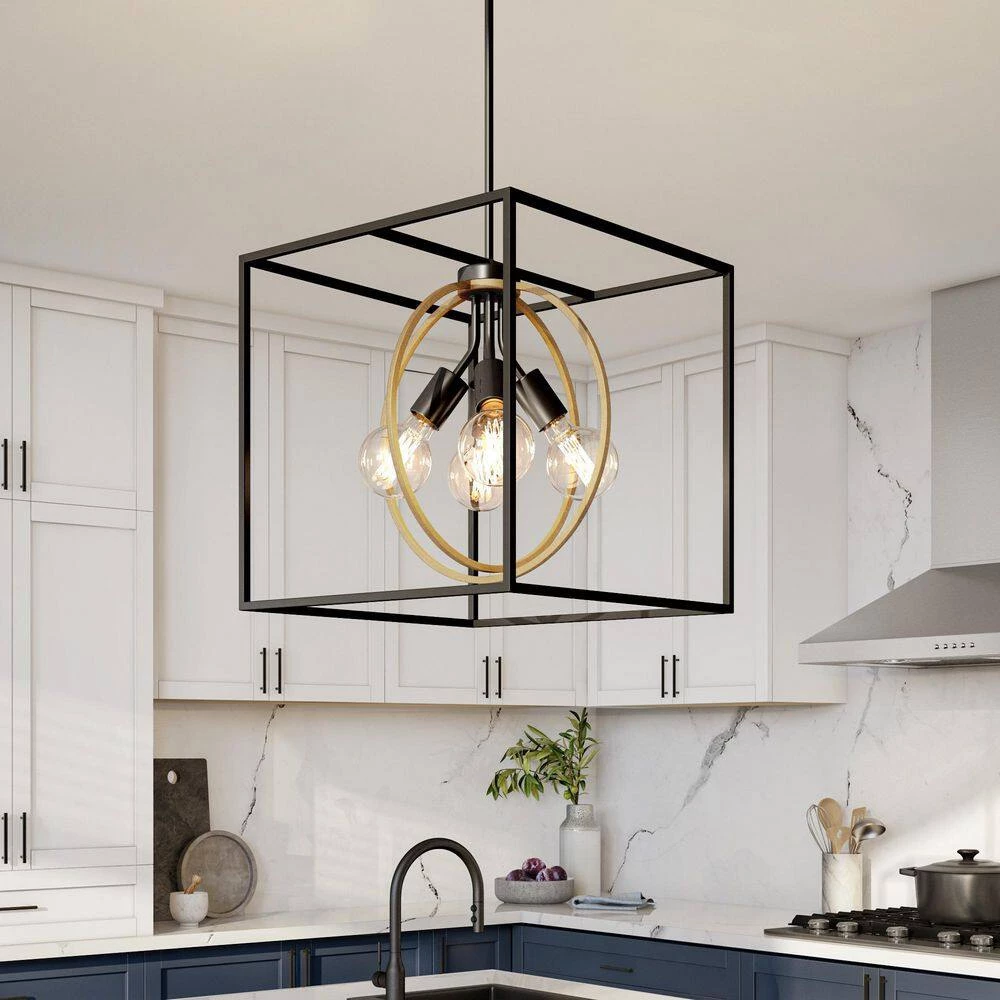 Kew Gardens 4-Lights Matte Black Cage Pendant by Designers Fountain 4 Kew Gardens 4-Lights Matte Black Cage Pendant by Designers Fountain - Image 2