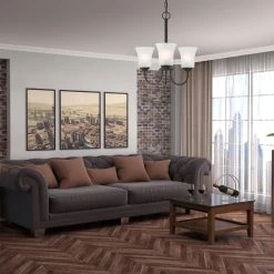 Bronson 3-Light Matte Black Chandelier with Frosted Glass Shade by Designers Fountain -Designers Fountain Shop matte black designers fountain chandeliers d278m 3ch mb c3 1000