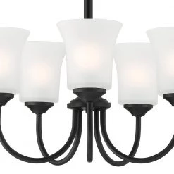 Bronson 5-Light Matte Black Chandelier with Frosted Glass Shade by Designers Fountain -Designers Fountain Shop matte black designers fountain chandeliers d278m 5ch mb 4f 1000
