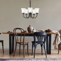 Bronson 5-Light Matte Black Chandelier with Frosted Glass Shade by Designers Fountain -Designers Fountain Shop matte black designers fountain chandeliers d278m 5ch mb c3 1000