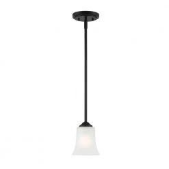 Bronson 1-Light Matte Black Shaded Mini Pendant Light by Designers Fountain
