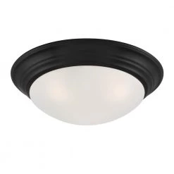 Tap 16.75 in. 3-Light Matte Black Flush Mount with Etched Glass Shade by Designers Fountain